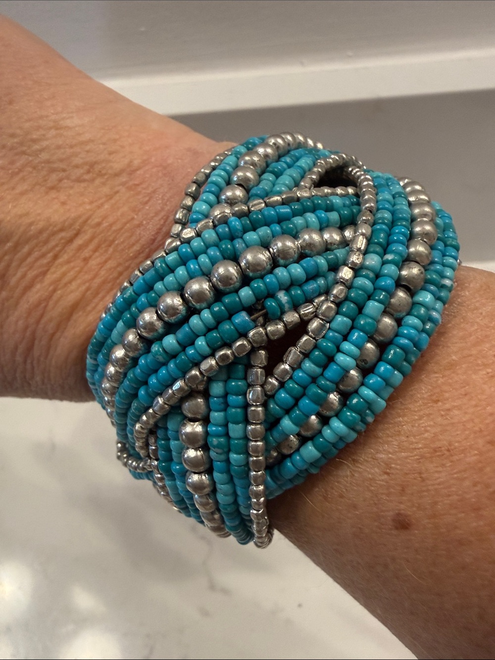 Turquoise Beaded Multi-Strand Bracelet - Unbranded